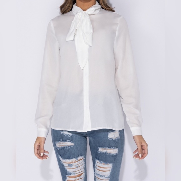 Just In! Claudia - Pussycat Bow Long Sleeve Top - Picture 3 of 7